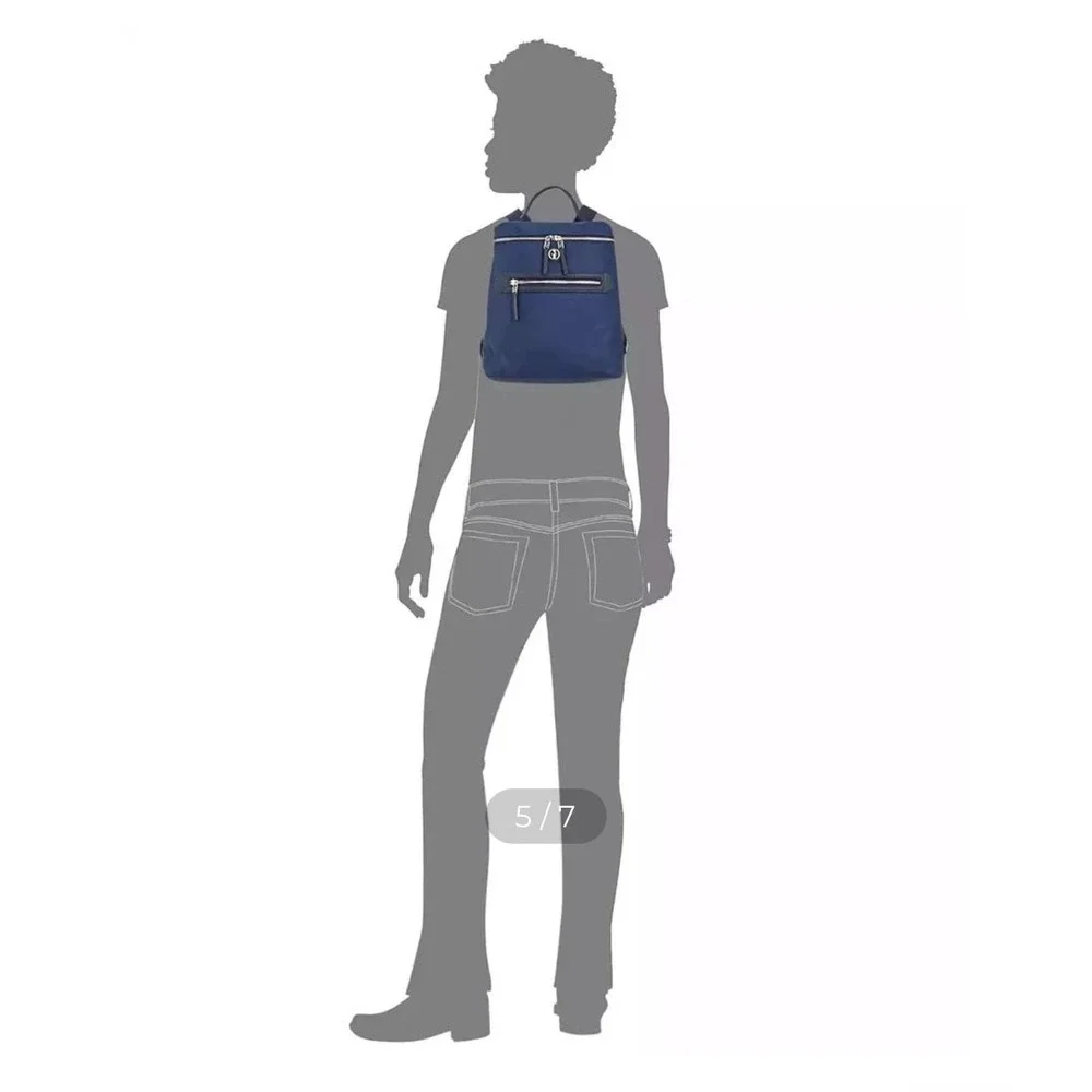Giani Bernini Backpack‎ Convertible Shoulder Bag Double Zip Navy Blue